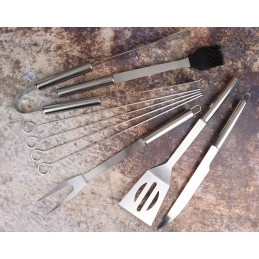 Grilio reikmenų rinkinys, nerūdijančio plieno dėklas