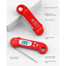 Grilio termometras su zondu, skaitmeninis momentinis skaitymas, LCD ekranas