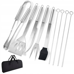 Plieninis kepsninės komplektas, plieniniai kepsninės reikmenys, stalo įrankiai, indai, dėklas