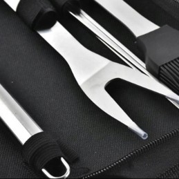 Plieninis kepsninės komplektas, plieniniai kepsninės reikmenys, stalo įrankiai, indai, dėklas