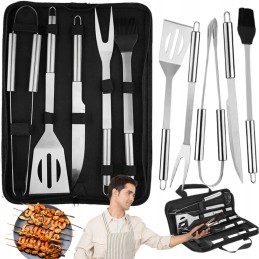 Plieninių stalo įrankių kepsninės aksesuarų rinkinys iš 5 dalių uždangalo indų dėklas