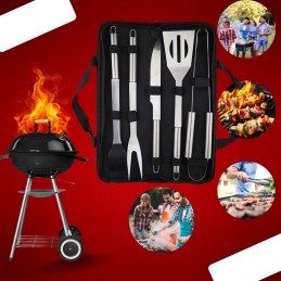 Plieninių stalo įrankių kepsninės aksesuarų rinkinys iš 5 dalių uždangalo indų dėklas