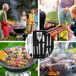 Plieninių stalo įrankių kepsninės aksesuarų rinkinys iš 5 dalių uždangalo indų dėklas