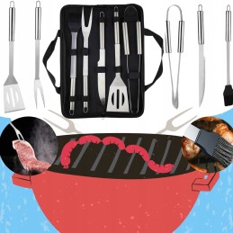 Plieninių stalo įrankių kepsninės aksesuarų rinkinys iš 5 dalių uždangalo indų dėklas