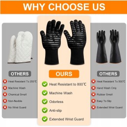 Apsauginės pirštinės kepsninės pirštinės karščiui atsparios 800°C x2