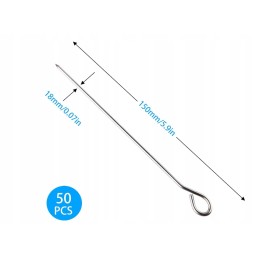 50x metalinis iešmas kepsniniams kebabams, šampano adatoms, iešmams 15 cm