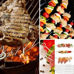 50x metalinis iešmas kepsniniams kebabams, šampano adatoms, iešmams 15 cm