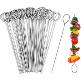 50x metalinis iešmas kepsniniams kebabams, šampano adatoms, iešmams 15 cm