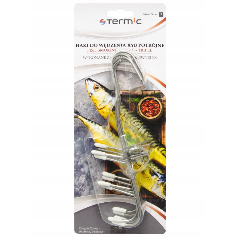 Žuvies rūkymo kabliukai - trigubi, 5 vnt.