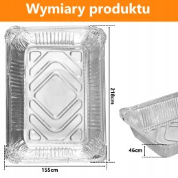 Aliuminio indas, stačiakampis grilio padėklas, maitinimo lėkštė, 2 x 15cm grilis