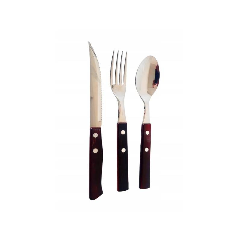 Di solle sollewood 3 dalių stalo įrankių rinkinys, su kepsnių peiliu, šaukštu-šakute