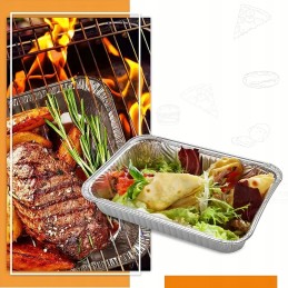 Aliuminio indas, stačiakampis grilio padėklas, maitinimo lėkštė, 2 x 15cm grilis