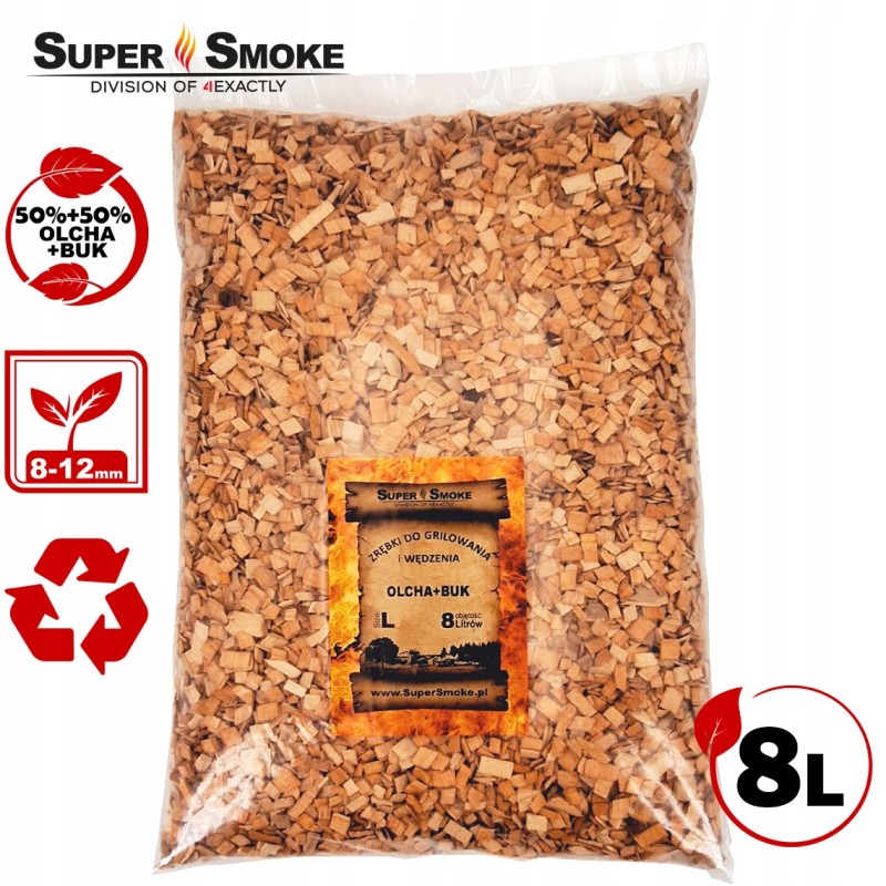 Super dūmų rūkymo traškučiai, buko + alksnio mišinys, dydis: l 8 litrai