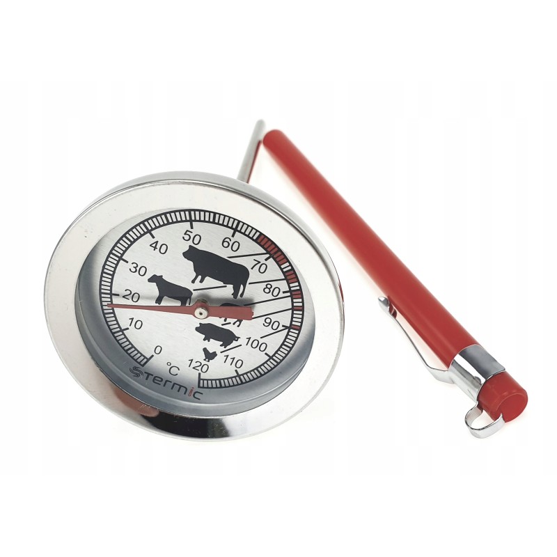 Termometras mėsai rūkyti, didelis ciferblatas, nerūdijančio plieno zondas