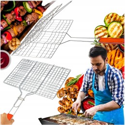 Sulankstomos grotelės griliui ir kepimui, uždaros, metalinės grotelės, 34x58 cm