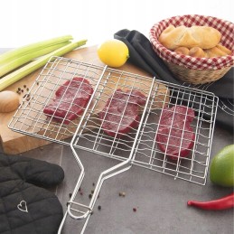 Sulankstomos grotelės griliui ir kepimui, uždaros, metalinės grotelės, 34x58 cm