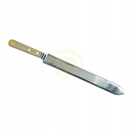 Atsegamas peilis, dantytas iš abiejų pusių, ilgas