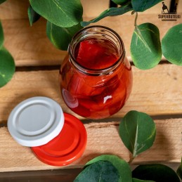 245 ml stiklinis indas su metaliniu dangteliu