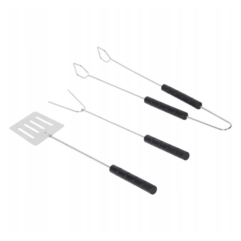 Grilio įrankių rinkinys, mentelė, šakutė ir žnyplės