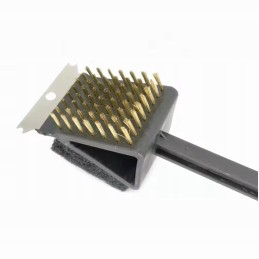 Ilgas grandiklis ir šepetys grilio grotelių valymui - 36cm