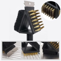 Ilgas grandiklis ir šepetys grilio grotelių valymui - 36cm