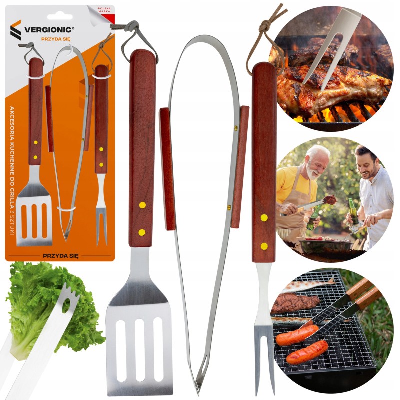 ☀️Virtuvės aksesuarai šašlykams kepimo žnyplių stalo įrankių rinkinys iš 3 dalių☀️