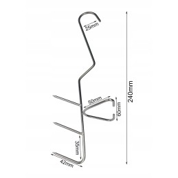 H 324 trigubas kabliukas 24 cm upėtakių žuviai rūkyti