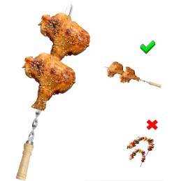 55 cm BBQ nerūdijančio plieno iešmai laužo pagaliukai 6 vnt.