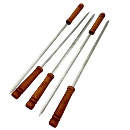 Išmelės kebabams, 5 vnt., nerūdijančio plieno iešmeliai griliui, 44cm + kabykla