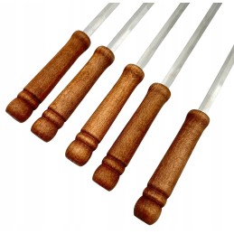 Išmelės kebabams, 5 vnt., nerūdijančio plieno iešmeliai griliui, 44cm + kabykla