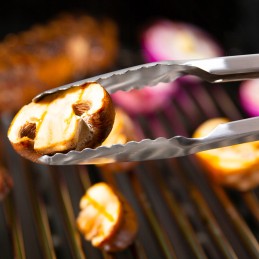 Broil king ilgos plieninės kepsninės žnyplės su krokodilo spaustukais, saugios ir patogios rankenos