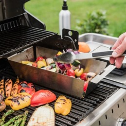 Broil king ilgos plieninės kepsninės žnyplės su krokodilo spaustukais, saugios ir patogios rankenos