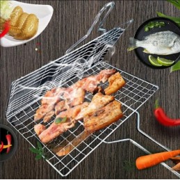 Grilio grotelės, skirtos mėsai, daržovėms ir žuviai kepti, su rakinama chromuotomis grotelėmis