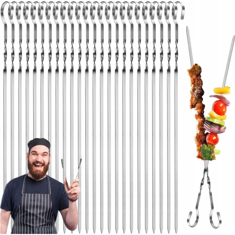 24x metaliniai iešmai kepsninės iešmeliai plieninių iešmelių rinkinys