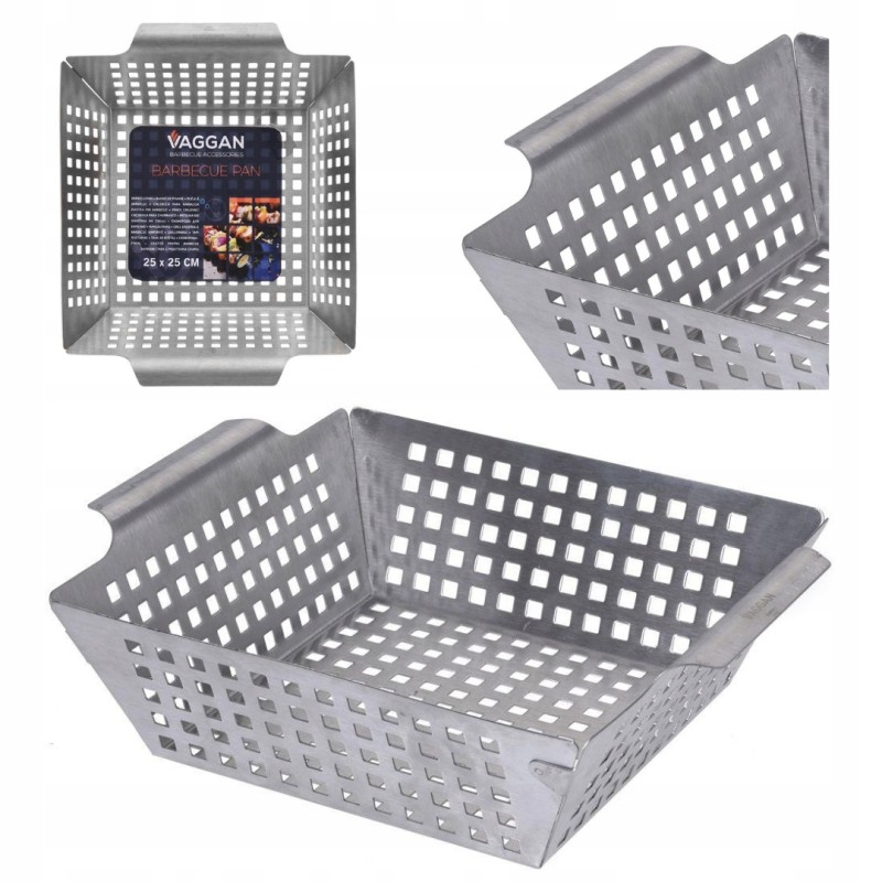 Grilio lėkštė, padėklas, grilio krepšelis, plieninis, 25 cm