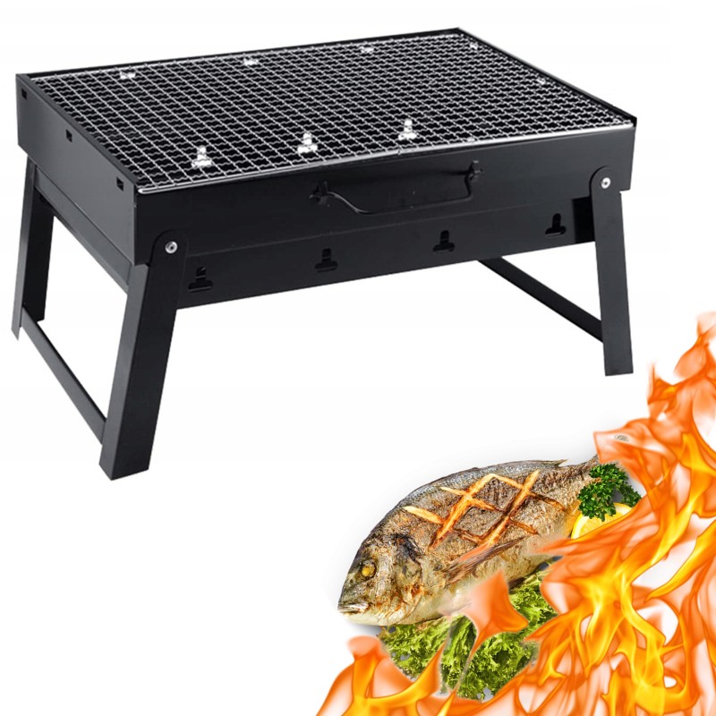 Turistinė nešiojama apvali anglių kepsninė, klasikinis kempingas