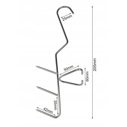 Trigubi žuvies rūkymo kabliukai 20 5 cm inox, 10 vnt