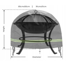 Apvalus grilio gaubtas, juodas, atsparus vandeniui, 80 x 50 cm