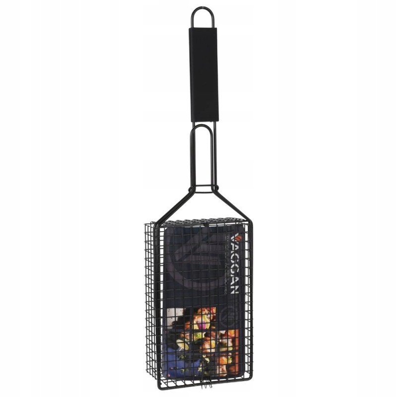 Metalinis juodas nepridegantis grilio krepšelis