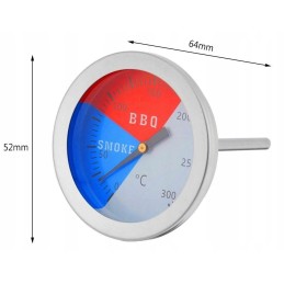 Analoginis termometras su zondu griliams ir rūkykloms, skirtas nuolatiniam montavimui.