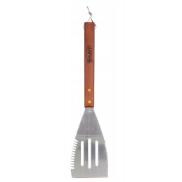 Didelė 3 viename mėsainių grilio mentelė, medinė rankena, platus plieninis, 41 cm