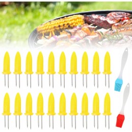 Kukurūzų šakutės, kukurūzų iešmeliai, 10 porų + 2 silikoniniai šepečiai
