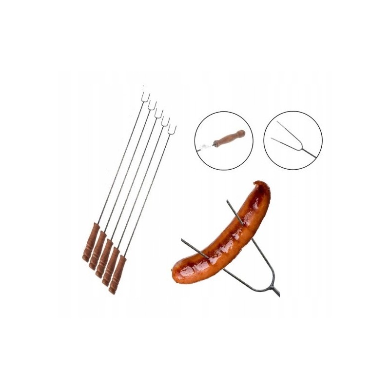 Lazdelės, laužo lazdos, dešros šakutės, kepsninė, šakutės, 5 pagaliukų rinkinys