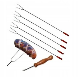 Lazdelės, laužo lazdos, dešros šakutės, kepsninė, šakutės, 5 pagaliukų rinkinys