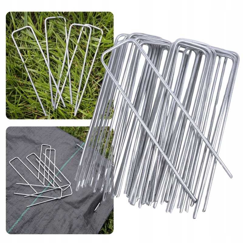 Cinkuoto plieno kaiščiai, antikoroziniai inkarai agrotekstilei 15cm 3mmx100