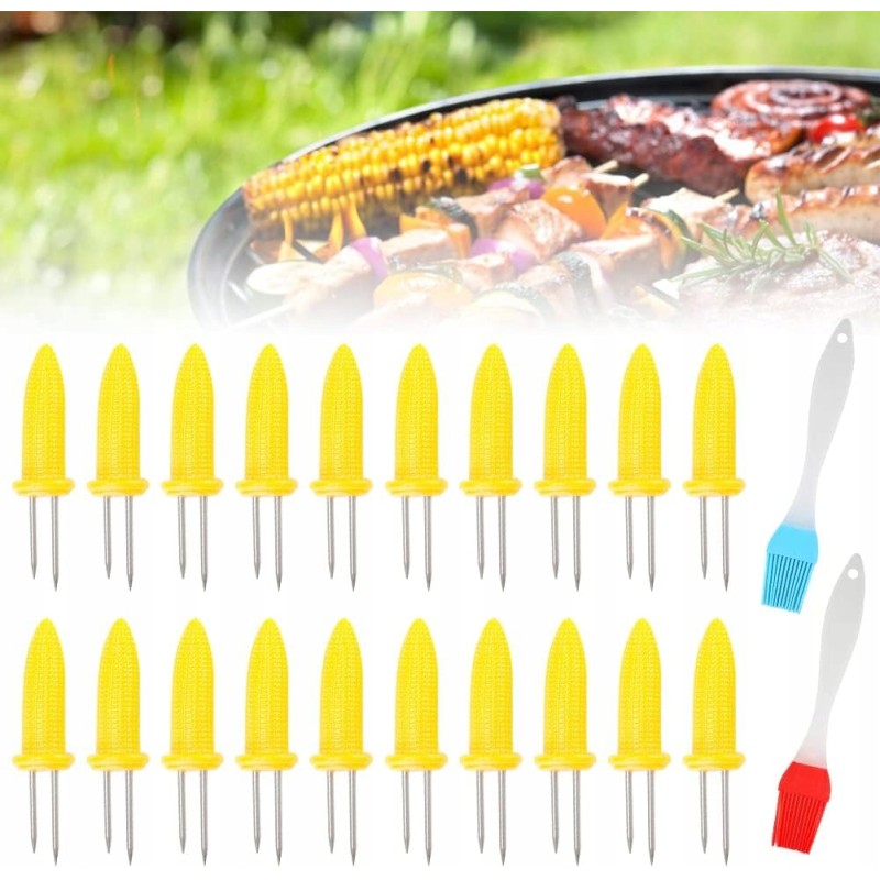 Kukurūzų šakutės, kukurūzų iešmeliai, 10 porų + 2 silikoniniai šepečiai