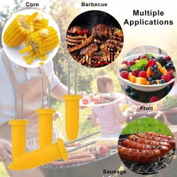 Kukurūzų šakutės, kukurūzų iešmeliai, 10 porų + 2 silikoniniai šepečiai