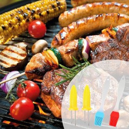 Kukurūzų šakutės, kukurūzų iešmeliai, 10 porų + 2 silikoniniai šepečiai