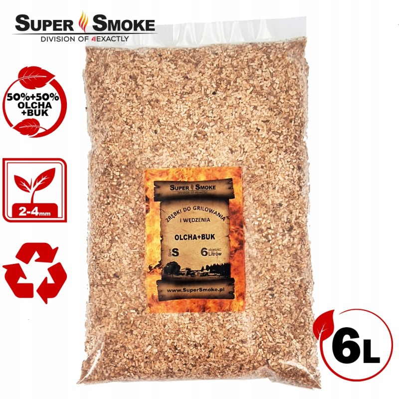 Super dūmų rūkymo traškučiai, buko-alksnio mišinys, dydis: s, 6 litrai