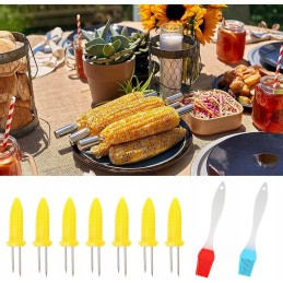 Kukurūzų šakutės, kukurūzų iešmeliai, 10 porų + 2 silikoniniai šepečiai